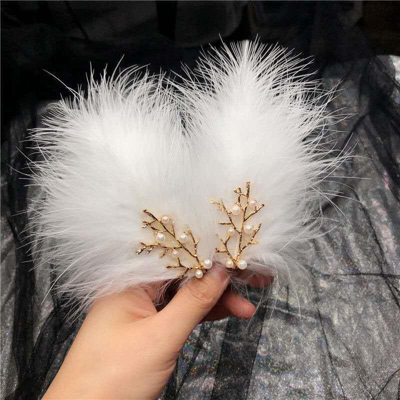 1/2 Pcs Fairy White Feather Hair Clip Headdress Wedding For Women Girls Daily Personality Sweet Feather Barrettes Hair Acce