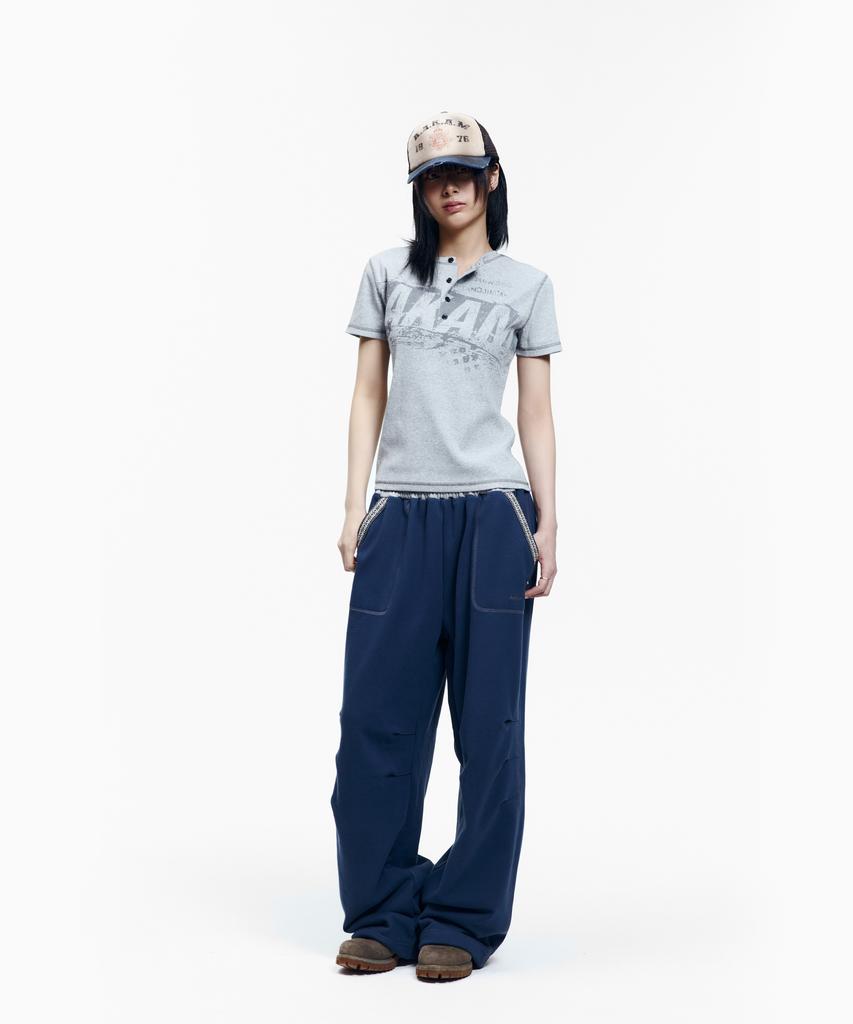AAKAM Knee Pin-Tuck Ethnic Sweatpants (Navy)