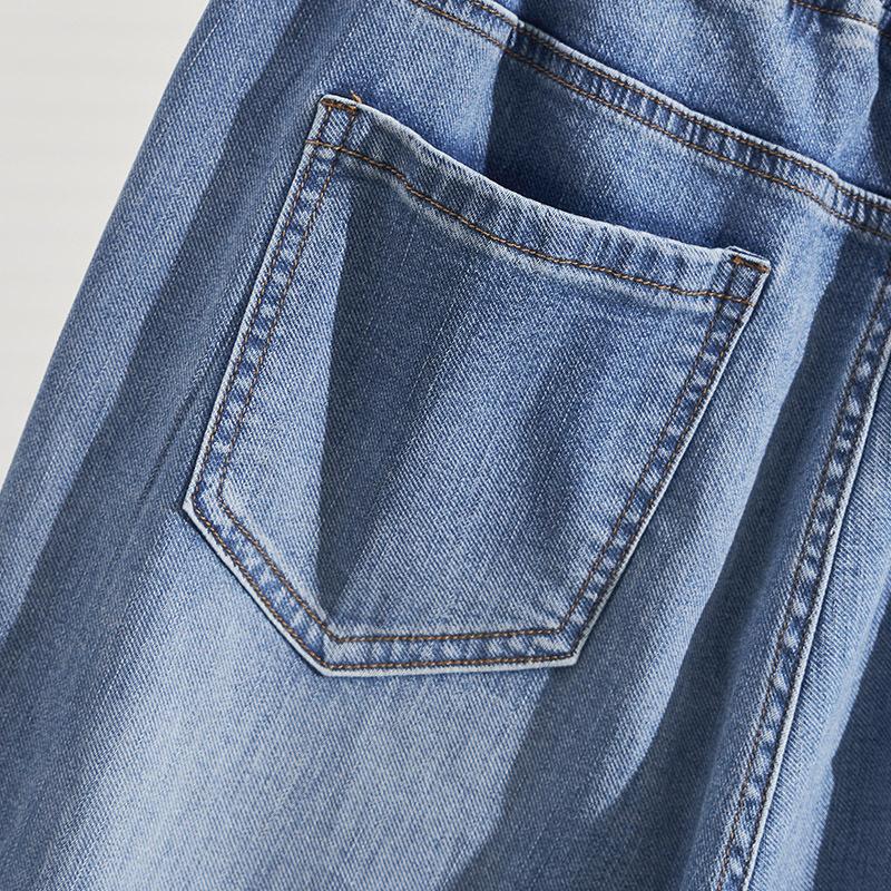Plus Size Women Drawstring Elastic Waist Tapered Denim Dad Jeans Light Wash Ankle Pants Summer Casual Trousers 4XL-9XL
