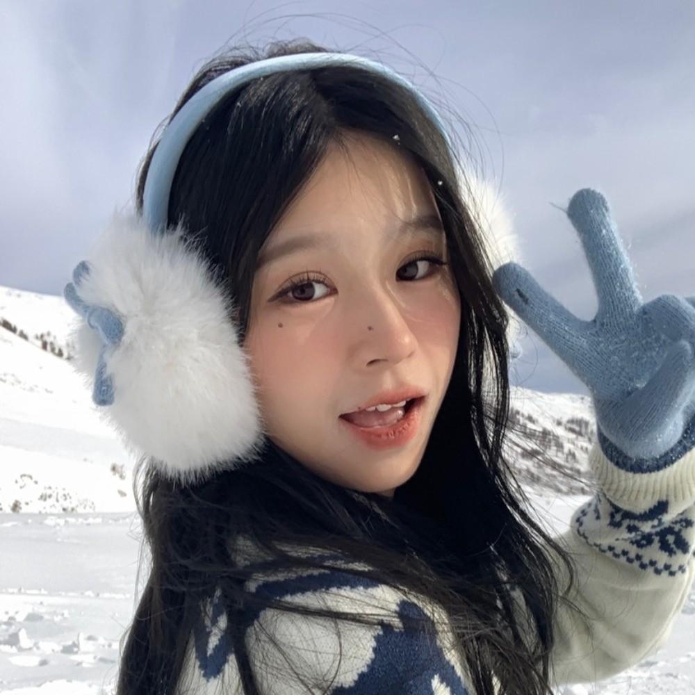 Thicken Warm Earflaps Soft Cold-proof Ear Mask Lightweight Bowknot Plushes Earmuffs  Holiday Gifts