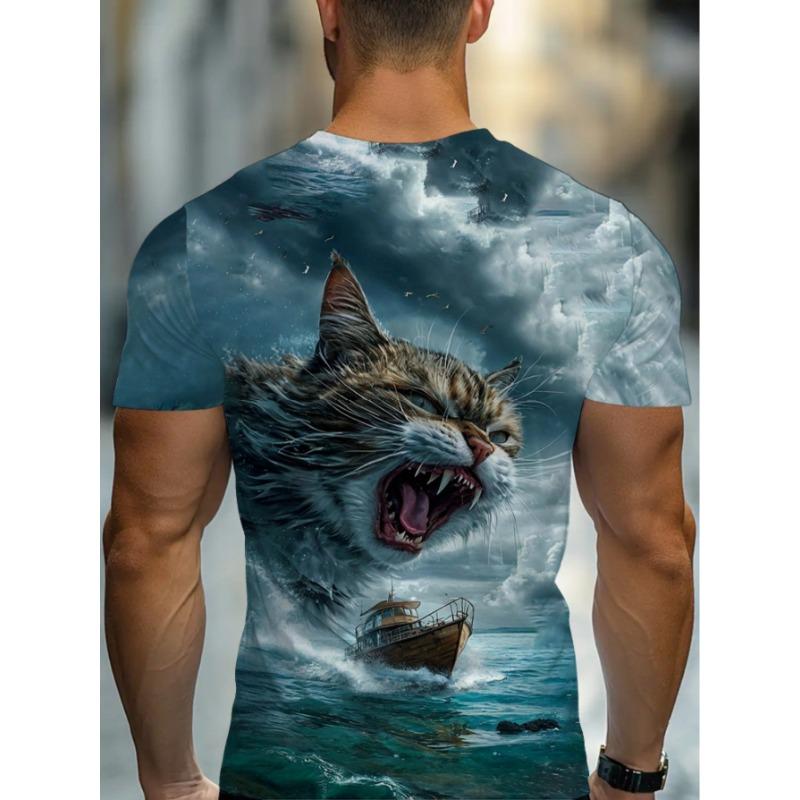 Men'S Summer Fashion Crew Neck Short Sleeve T-Shirt, Magic Forest 3D Print, P