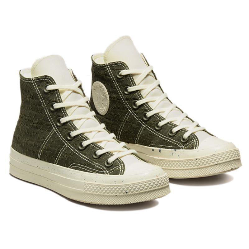 Converse 1970s Chuck Taylor All Star Casual & Comfortable Non-Slip Abrasion Resistant High-Top Espadrilles Women's White Olive Green
