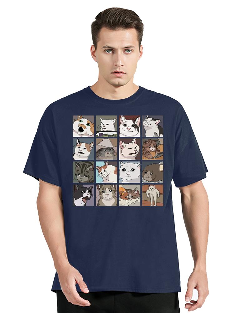 

Meme Cats Puzzle Creativity Printed T-Shirt Mens Clothing Beach Funny Clothing Oversize T Shirt Casual Cotton Tops O-neck Tshirt S
