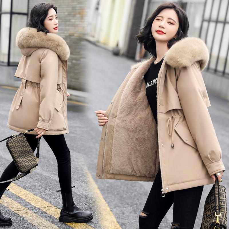 Autumn and Winter Parka Mid To Long Down Coat, Cotton Jacket Adding Velvet and Thickening Cotton Coat, Warm and Casual Cotton Jacket