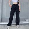 Fashion Loose Jeans Casual Work Pants Women Hip Hop Jeans Woman Cotton Trousers Big Pocket Women Clothes Blue/black/white Jeans