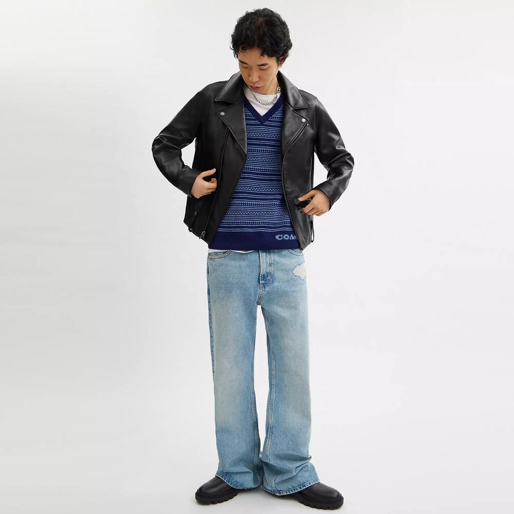 Coach Leather Moto Jacket Black