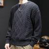 Men's Loose Knit Round-Neck Sweater - Trendy Korean Style for Autumn/Winter