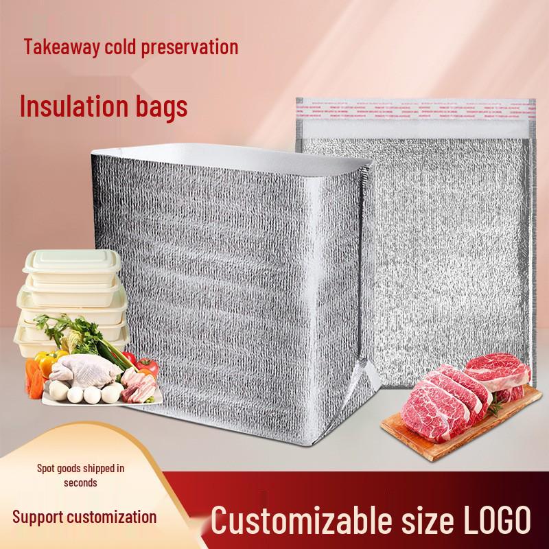 Selbstklebender Verschluss Aluminiumfolie Isolierte Tasche zur Kaltlagerung: Ideal für Kuchen, BBQ, Meeresfrüchte und zum Mitnehmen.