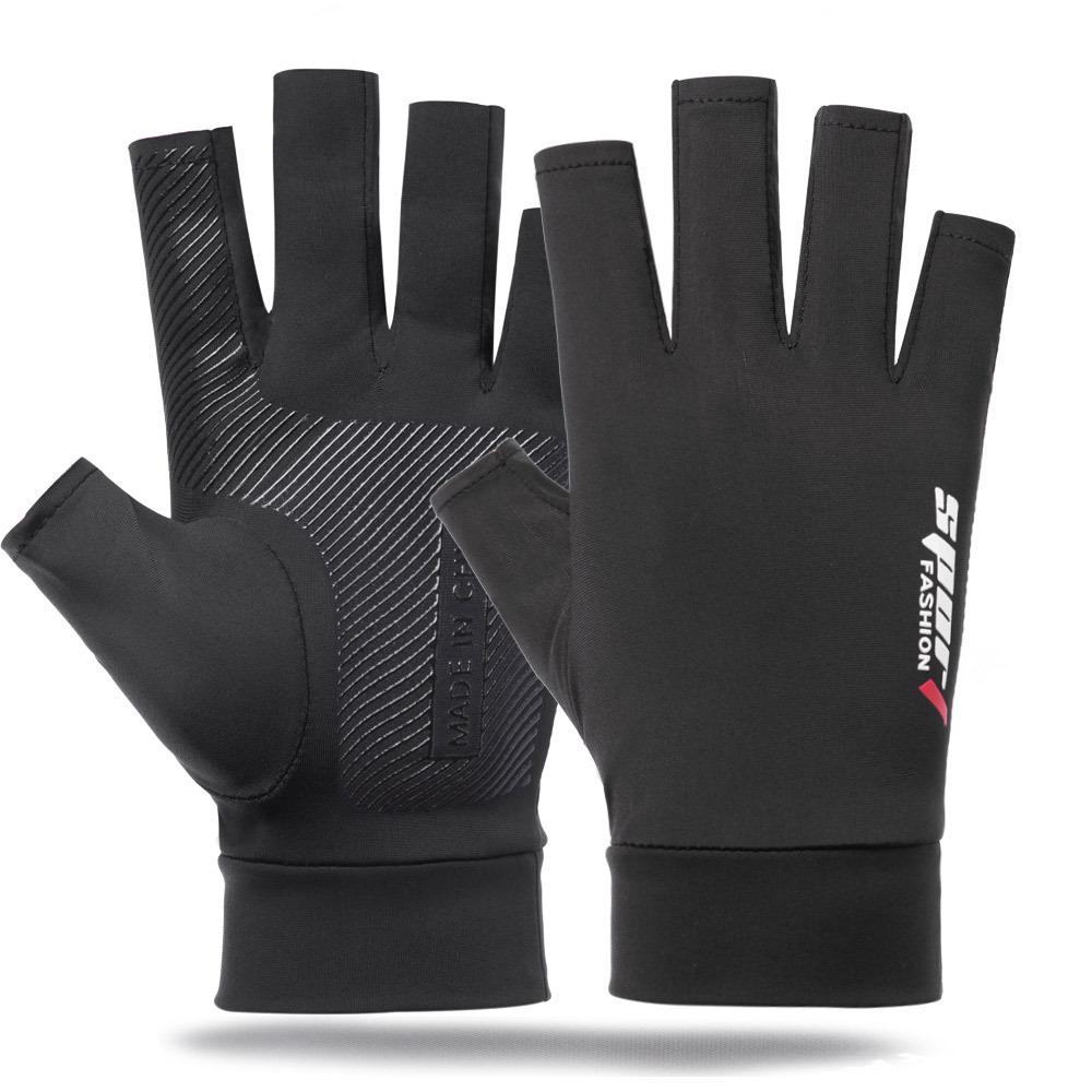 Sunscreen Gloves for Men and Women In Summer Thin Breathable Anti  Slip Ice Wire Leak Two Finger Fishing Cycling and Driving Fishing Gloves