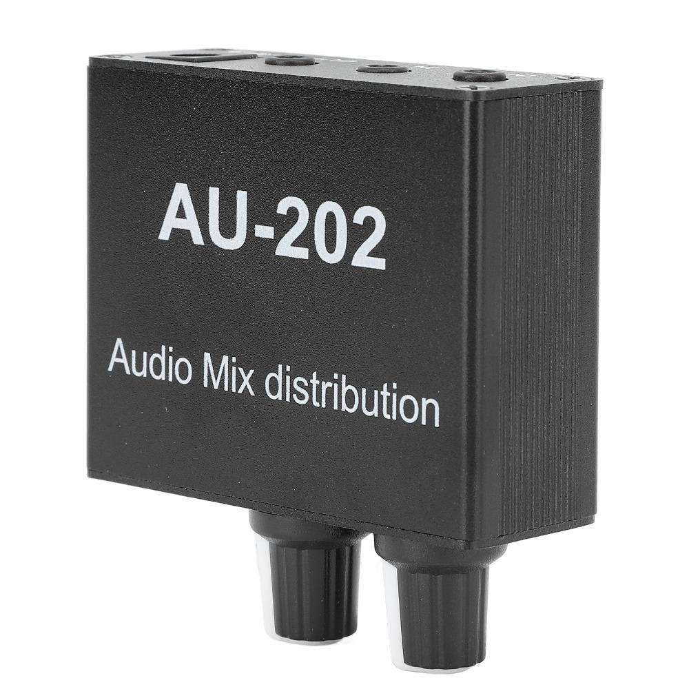 Independent Volume Control Small Sound Mixer 2 In 2 Out Dual-Channel Stereo Mixer  For Headphone
