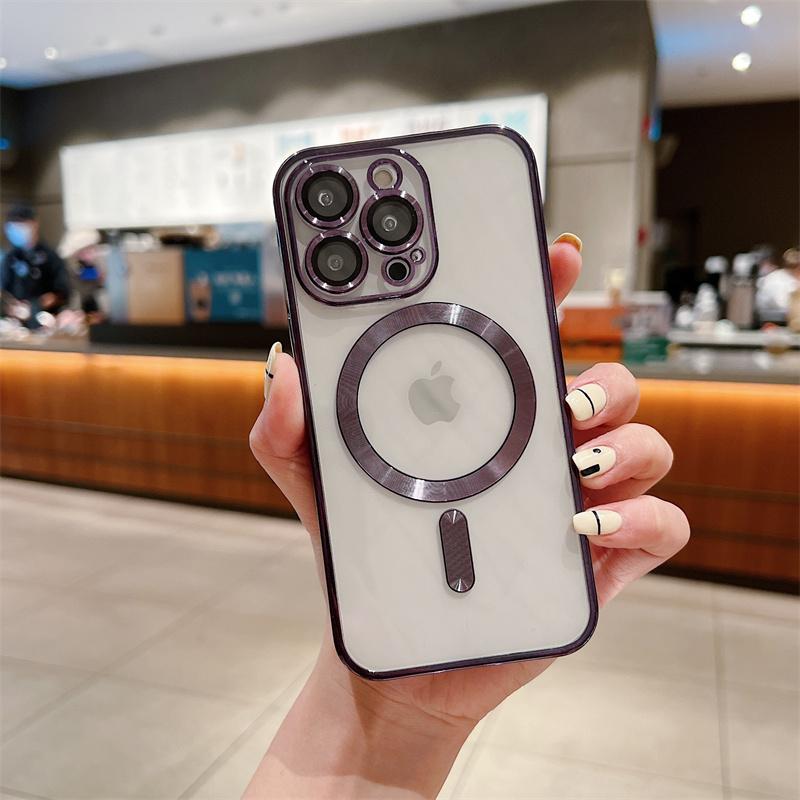 

Plating For Magsafe Magnetic Wireless Charge Case For For Iphone 17 Air 16 15 14 13 12 11 Pro Max Plus XS XR Clear Cover For iPhone 15Pro Max