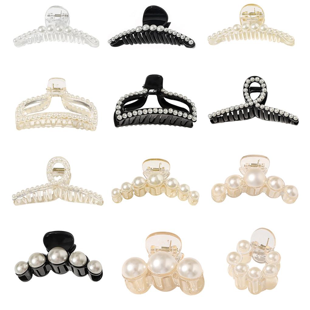 Champagner Große Perlen Acryl Haarspangen Groß Größe Make-up Haarstyling