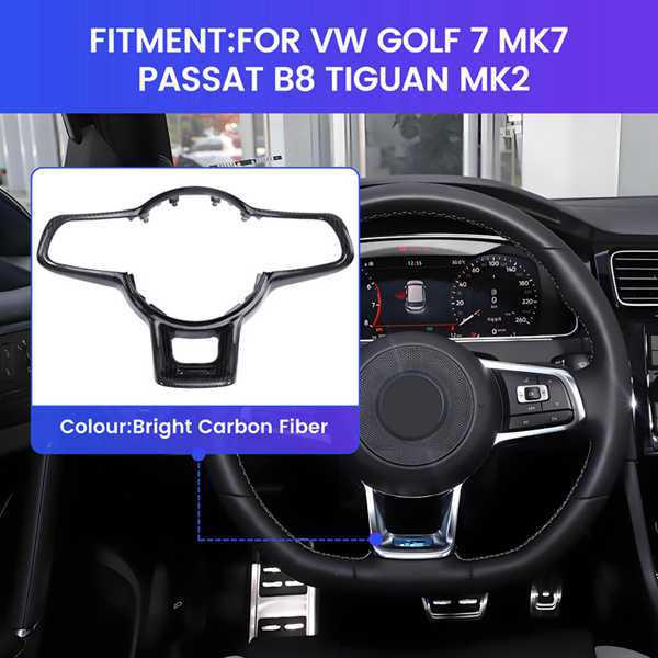 Wet Carbon Fiber Steering Wheel Trim for VW Golf 7 MK7, Passat B8, Tiguan MK2