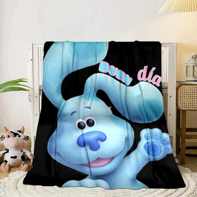 Cartoon Blue dog Blanket Flannel Blanket for bed, sofa, Camping, Hiking, Picnic Essentials, gift for family Fan gifts