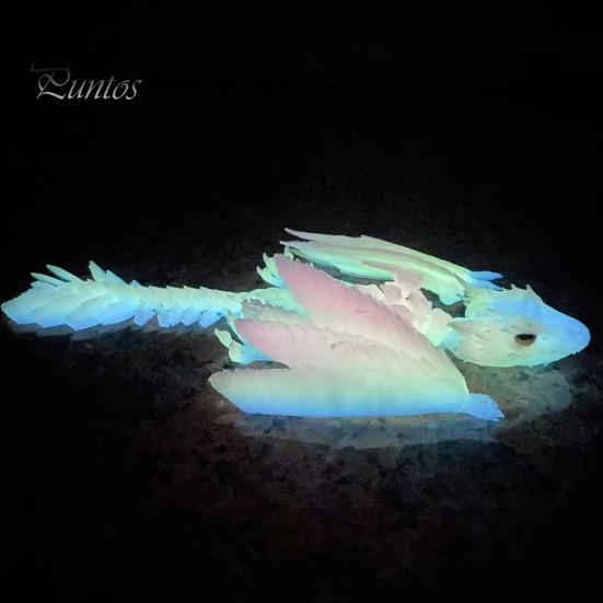 3D Printed Feather Dragon Figurine Movable Joints Flying Dragon Figure Articulated Winged Dragon Model Toy Home Office Desktop Decoration Ornament