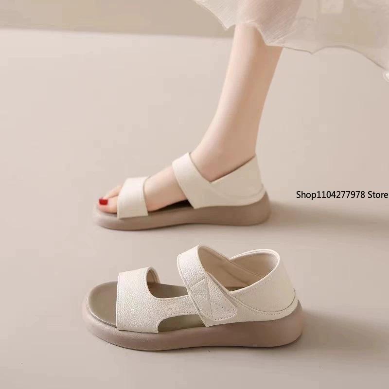 Fashion Summer Women's Round Toe Sandals Shoes Casual Comfy Woman Comfort Fashion Leisure Lightweight Non-Slip Shoes for Beach Travel