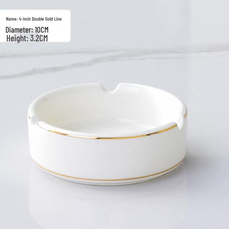 Elegant Ceramic Ashtray with Gold Trim for Hotels, Bars, Restaurants