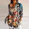 Ladies, Casual, Long Sleeved, Button Up Shirt, Floral Print, Machine Washable, Casual, Loose Fit