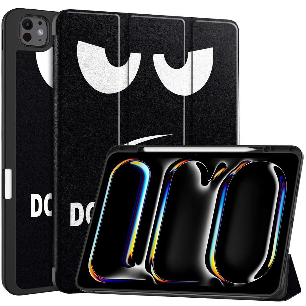 For iPad Pro 13 (2025)/13 (2024) Tablet Case Pattern Printing Tri-Fold Stand Leather+TPU Cover with Pen Holder