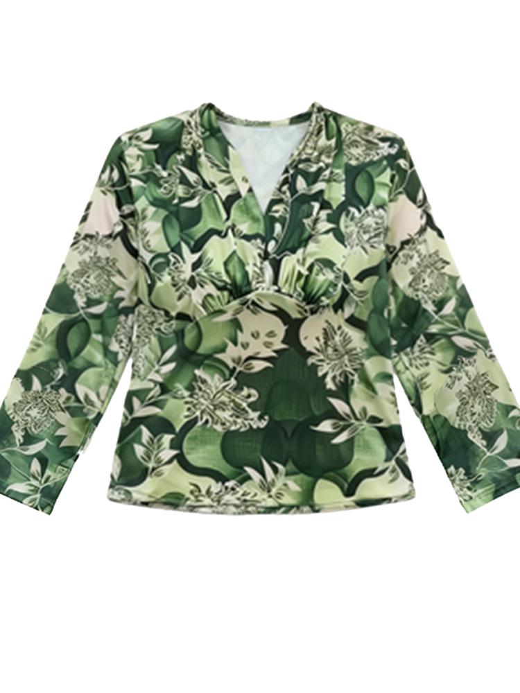 Leopard Print Slim Fit Long Sleeve Women's Top - Elegant Slimming Shirt for Autumn & Winter