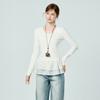Design sense white round neck lace hem long-sleeved T-shirt winter new bottoming shirt with slim top women's clothing