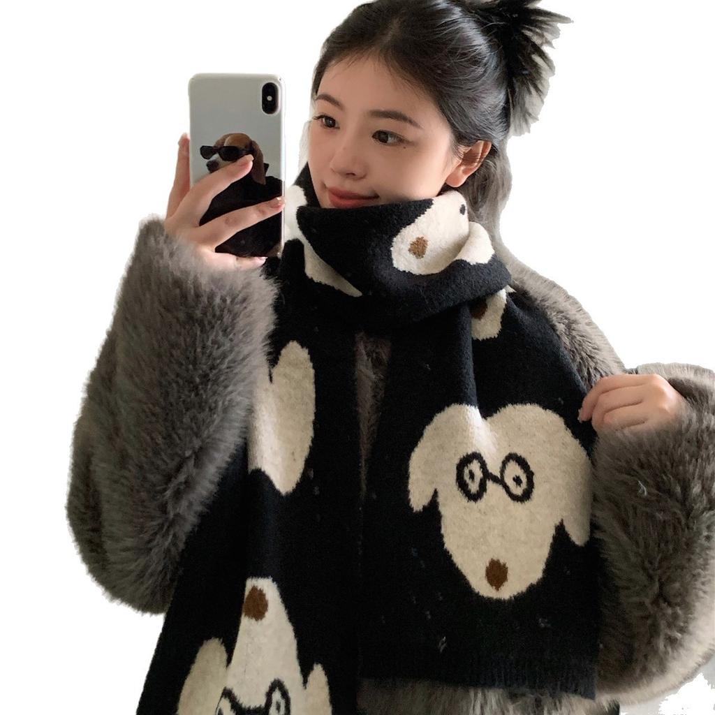 Cute little *** department versatile with scarf female winter new warm thickened knitted scarf student