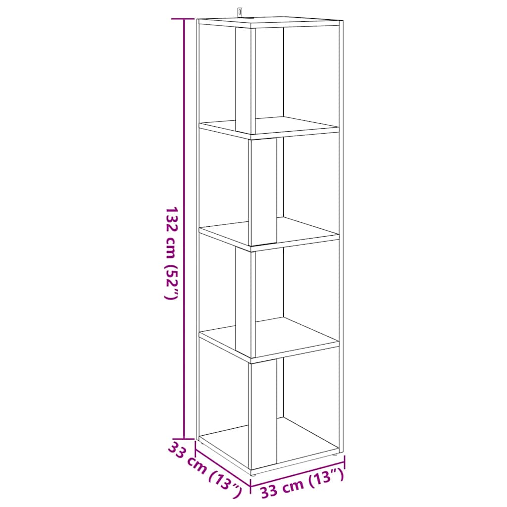 Corner Shelf Vintage Wood Look 33 x 33 x 132 cm Engineered Wood
