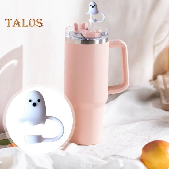 12 ks Halloweenských silikonových ozdob na brčka Opakovaně použitelný kryt na brčko Víčko odolné proti stříkající vodě pro 10mm brčka Ekologické krytky na pití