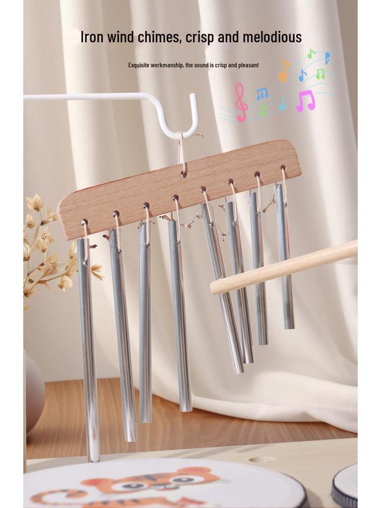 Children's Wooden Music Stand & Drum Set Montessori Xylophone Toy