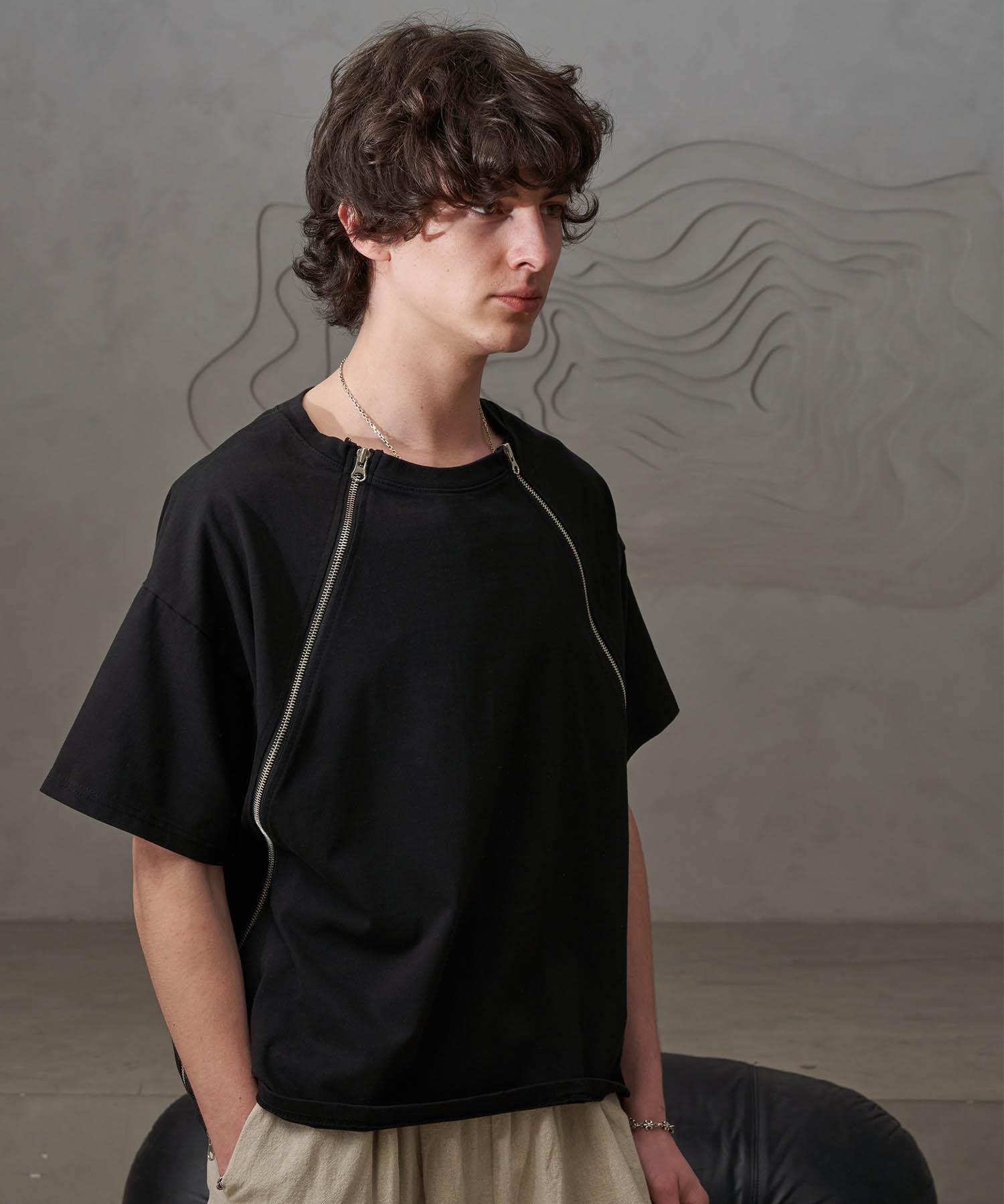 Tener Diagonal Zipper T-Shirt (Black) Black/Free