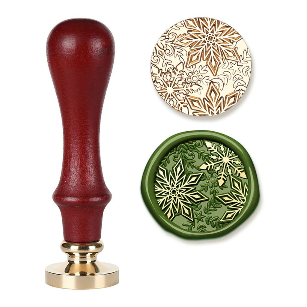 Christmas Themed Seal Stamp Head with Wood Handle for Seal Envelope Christmas Card Invitation Scrapbooking Embellishment