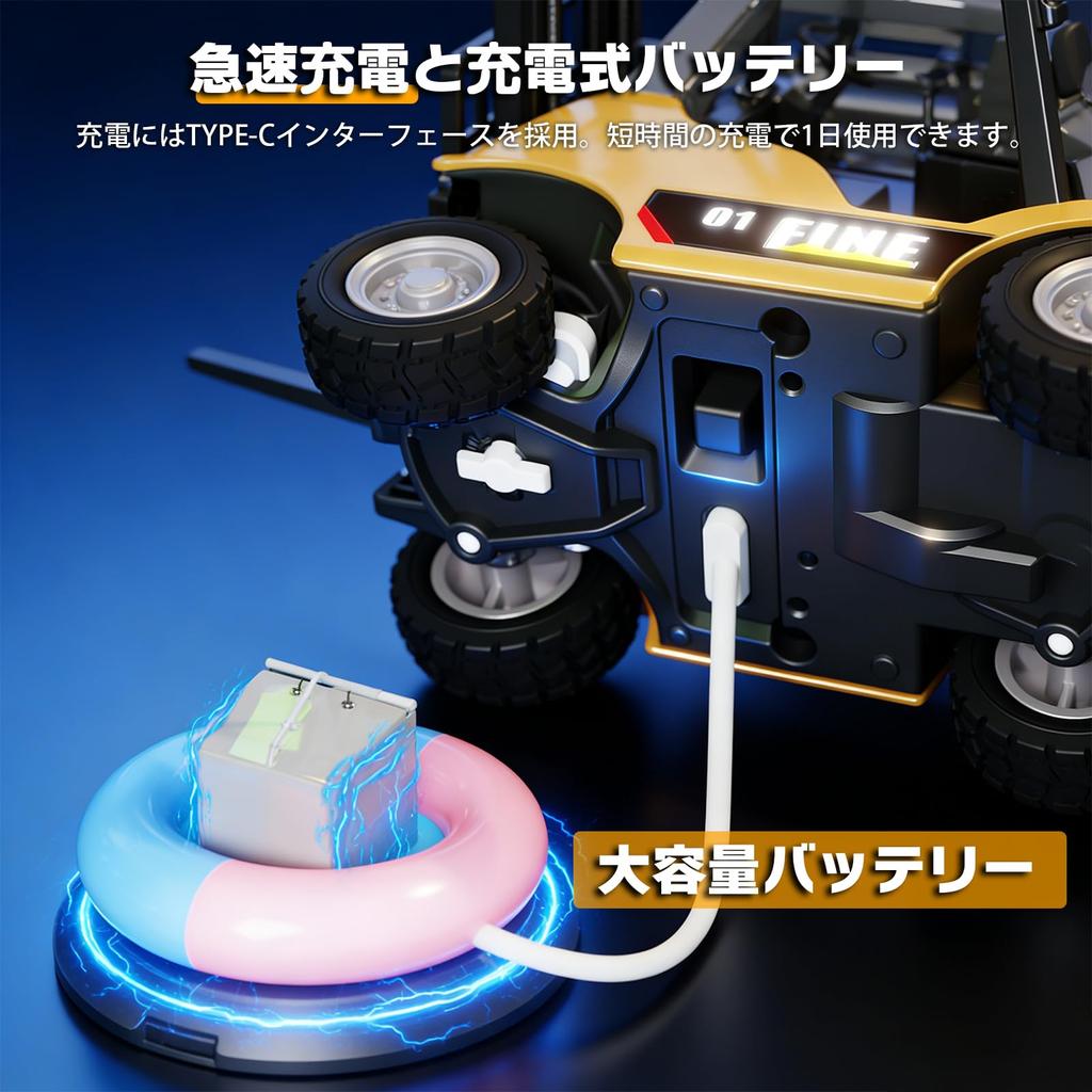 164 Scale Mini RC Forklift, 2.4G Rechargeable, 10KMh, Fully Proportional Mini RC Transport Vehicle (4127cm), Desktop Construction Vehicle Model with