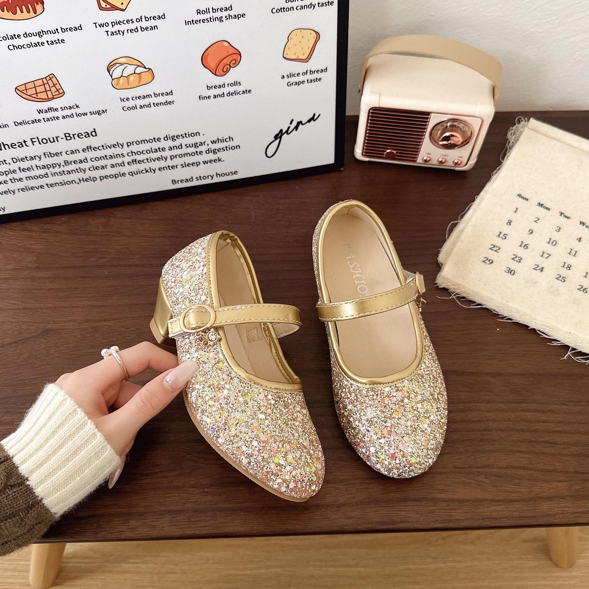 Girls  Silver Crystal Princess High Heels - Spring & Autumn Fashion Show Shoes for Evening Gowns 26