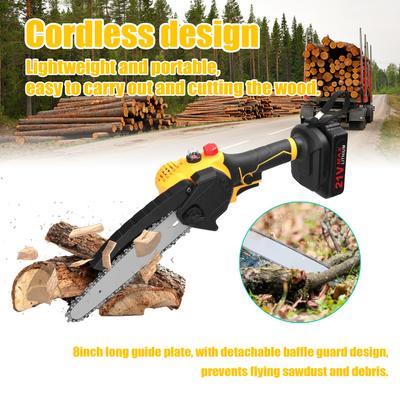 21V 8inch Portable Electric Pruning Saws Small Wood Splitting Chainsaw Brush Motor One-handed