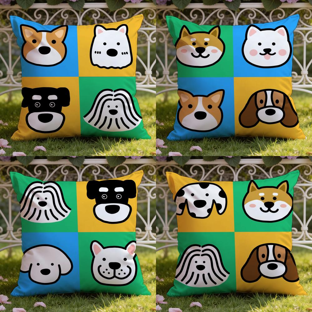 Cartoon Simple Cute Dog Cushion Cover Home & Car Dual-Scene Pillow Cover: Reversible for Premium Comfort