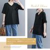 [MlleeSSeeldyTRC] Women's T-Shirt – Short Sleeve, V-Neck, Solid Color, Loose Fit, Size XL, Casual, Breathable, with Pocket