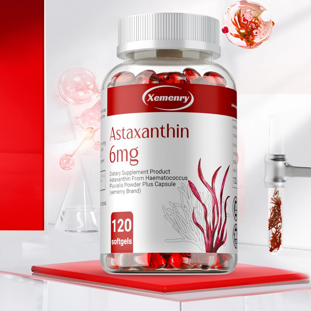 Astaxanthin 6 mg - Gurkemeie, Vitamin, Kraftig Antioksidant, Leddstøtte