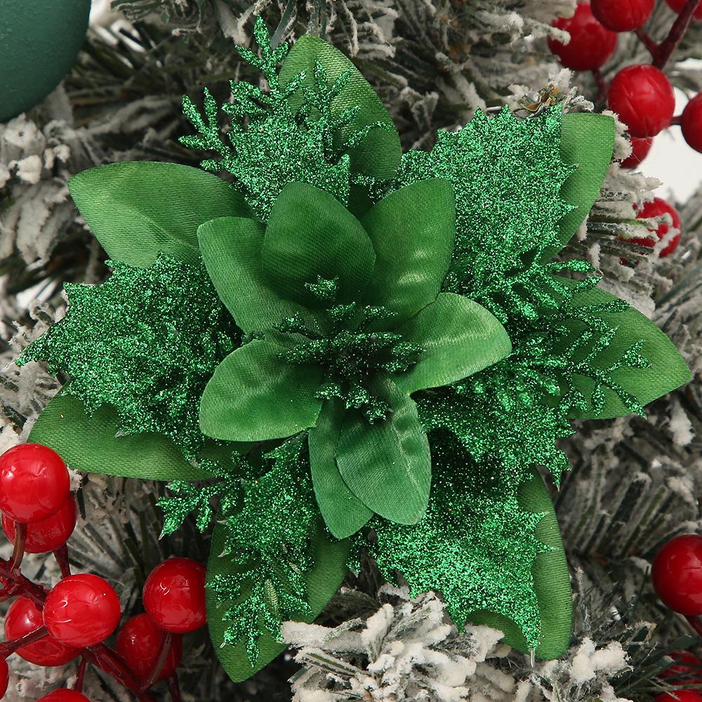 Mehrfarbige Glitzer-Weihnachtsstern-Kunstblumen für Baumdekoration und Festtags-Kränze