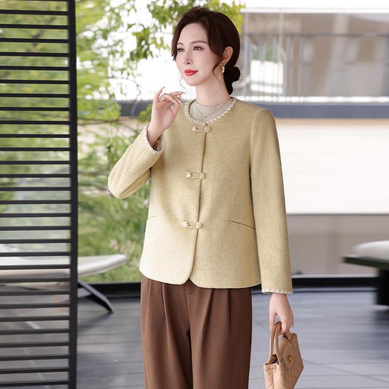 

Stylish Spring Wool Coat for Moms: Color-Block Design for Middle-Aged and Elderly Women L (150-165 lbs) светло-желтого