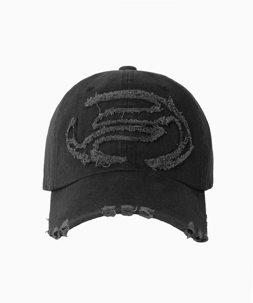 FREEMARIO Applique Damaged Ball Cap [Black]