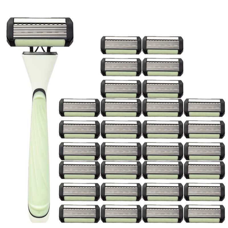Eight-Layer Blade Men's Manual Razor with Replaceable Head