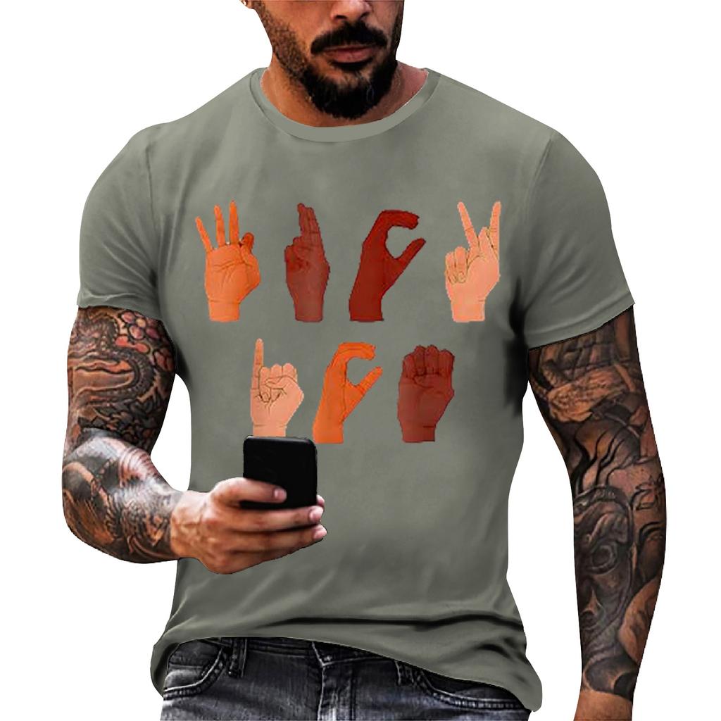 Men's loose and casual patterned letter print T-shirt short-sleeved top