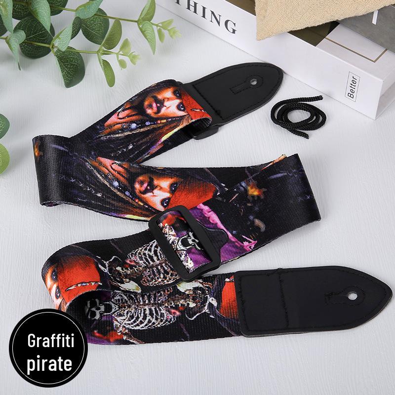 Ethnic Style Widened Wooden Guitar Shoulder Straps - Electric Guitar Polyester Printed Straps