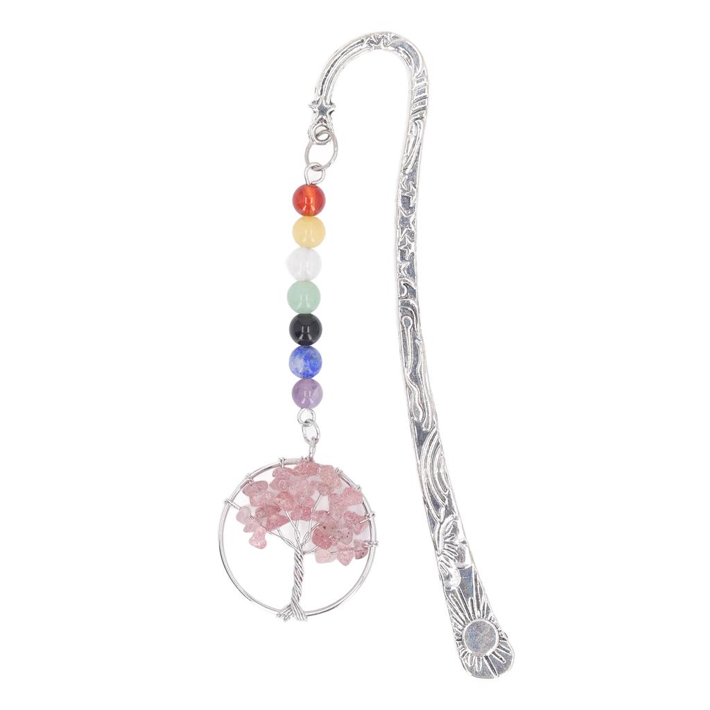 Stone Tree Bookmark Decorative Exquisite Healing 7 Chakra Metal Bookmark for Teacher Students Women