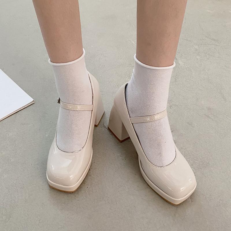Lucyever Patent Leather High Heels Mary Jane Shoes for Women Spring New Chunky Platform Pumps Woman Punk Thick Heel Lolita Shoes