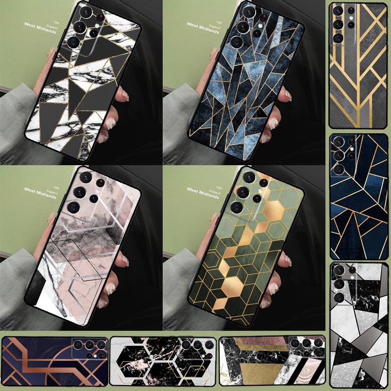 Marble Geometric Art Phone Case For Samsung Galaxy S24 Ultra S9 S10 S20 S22 S21 Plus S23 FE S25 Ultra Full Cover