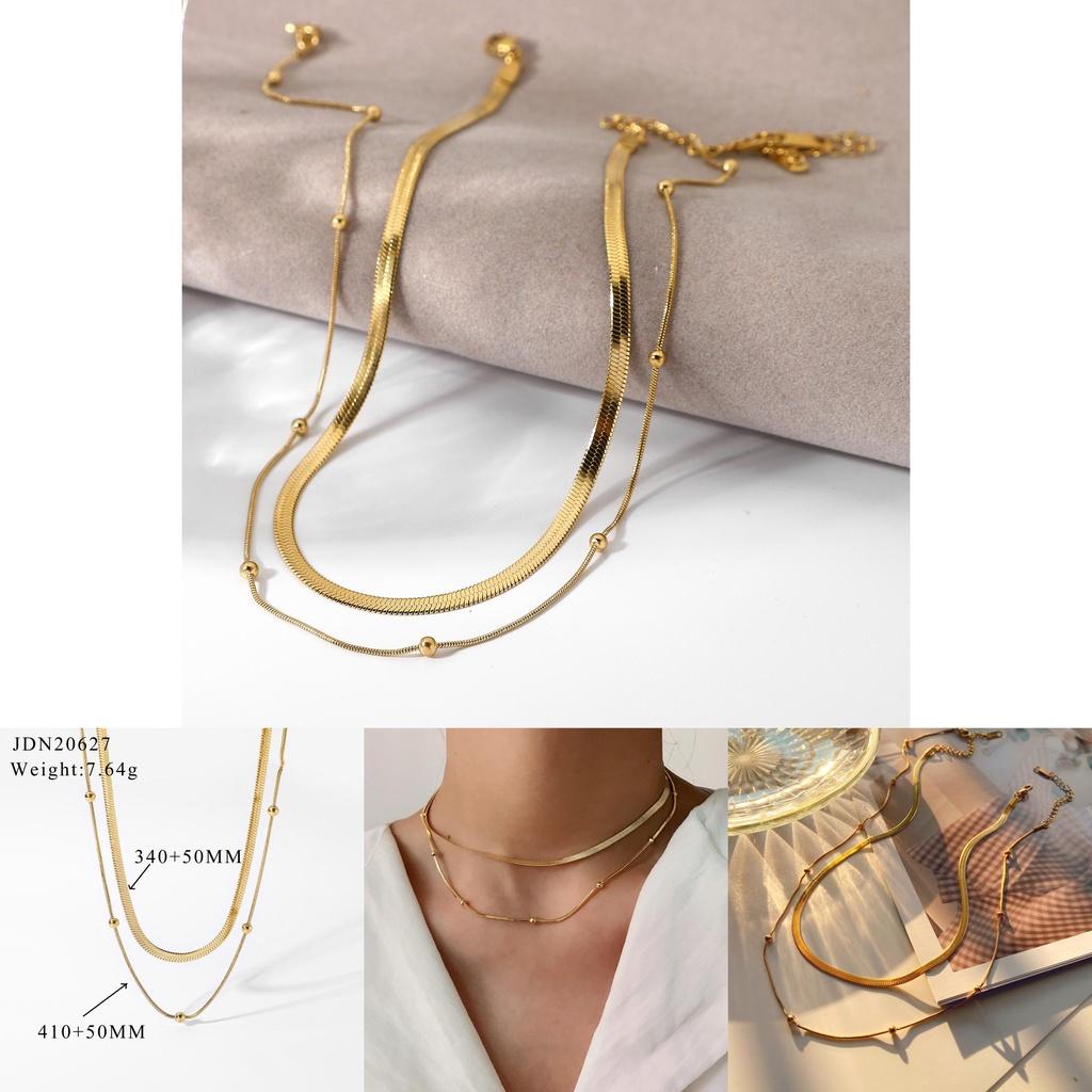 Steel Trendy Stainless Necklace 14k Goldplated Beaded Chain Jewelry Womens Snake Necklace Chain