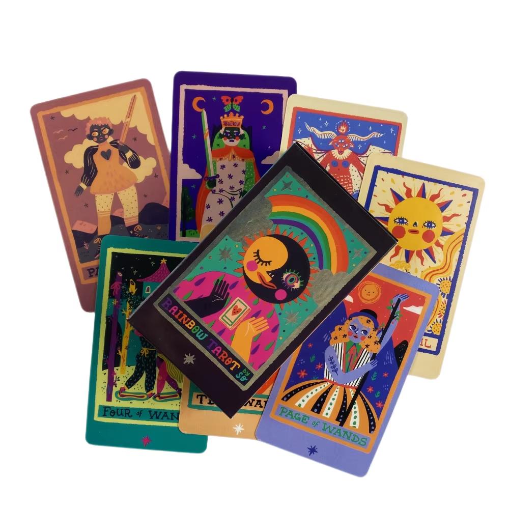 Das Rainbow Tarot 78-Karten-Deck von Sonialazo Divination Wahrsagerei Kartenspiel Hexenhaft Anfänger Tarot Lernen black