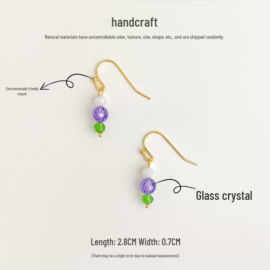 Lavender Purple Natural Stone and Crystal Earrings - Handmade, Simple Forest Style Design for Women