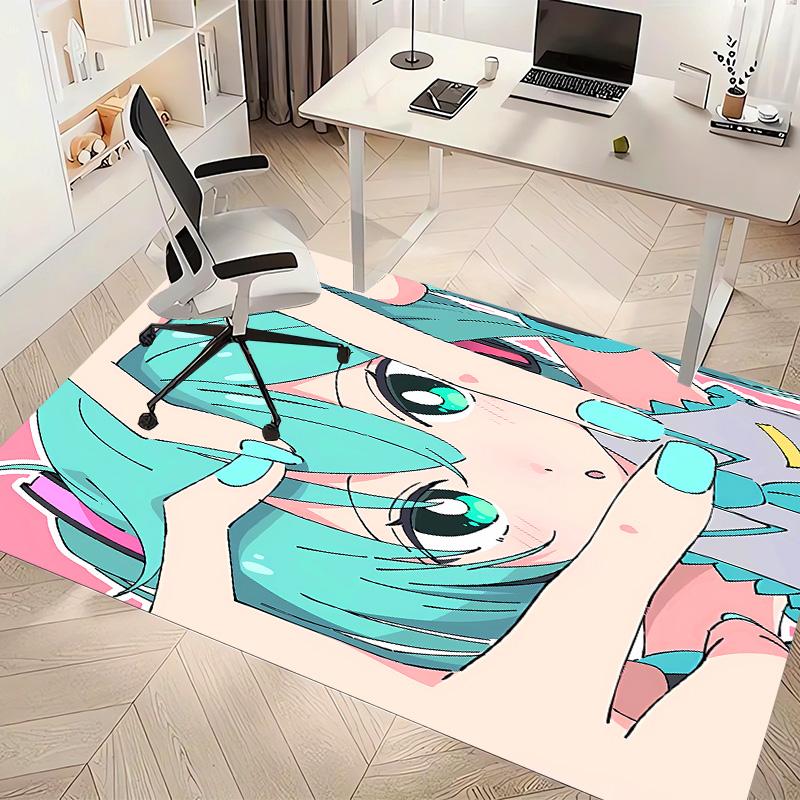 Hatsune Miku Printed Absorbent Washable Carpet, Non-Slip Bathroom Mats, Kitchen Rugs, Yoga Mat,Living Room Entrance, Camping Picnic Rugs